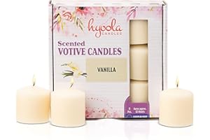 Hyoola Velas Votivas con Perfume - Velas Perfumadas con Aroma a Vainilla - Crema - 12 Horas de Combustión - Pack de 9 Velas Aromáticas - Hechas en Europa
