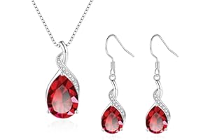 Loutade Women's Jewellery Sets, 925 Sterling Silver Necklace and Earring Sets with Teardrop Cubic Zircon, Infinity Teardrop Silver Jewellery Set for Women Bridesmaid, Jewellery Gifts for Birthday