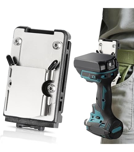 MELOTOUGH Tape Measure & Drill Holder For Tool Belt - Metal Clip On Holster (Silver) - View #4