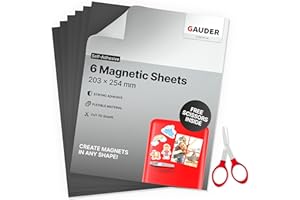 GAUDER Magnetic Sheets Self-Adhesive (20 x 25 cm – 6 Pieces) | Magnet Sheets | Magnetic Sheets for Crafts & more