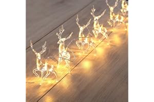 FBYED Reindeer Fairy Lights, 10 pcs Christmas Deer LED String Lights Battery Operated Waterproof Scattered Light Christmas Tree Hang Ornaments Interior Bedroom Decorations