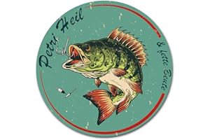 FINEST FOLIA Adesivi a forma di pesce in stile retrò, 10 x 10 cm, per pesca, vintage, per auto, barca, valigetta, accessori da pesca, resistente alle intemperie, R164 (02 persico, Petri Heil)