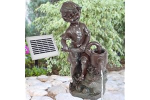 AMUR Garten BRUNNEN SOLAR TEICHPUMPE SOLAR SPRINGBRUNNEN GARTENBRUNNEN SOLAR WASSERSPIEL, Set SOLAR PUMPE TEICHPUMPE f. TERRASSE TEICH Garten GARTENTEICH Solarteichdekoration (Solar ohne Akku LAUSEBUB)