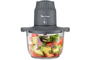 Moulinex Choppeo, Hachoir avec bol en verre, Capacité utile de 1L, Verre borosilicate, 2vitesses, Java Pepper DJ602110