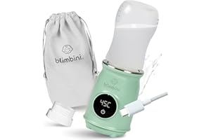 blimbini® Pro+ tragbarer Flaschenwärmer Baby unterwegs mit genauer Temperatursteuerung & USB-C - akkubetriebener Flaschenwärmer to go - Babyflaschen Wärmer unterwegs (inkl. Adapter Nr. 1)