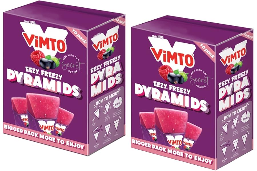 2 Pack Vimto Pyramids Ice Pops - The Unmistakable Taste of Vimto, Packed into a Pyramid - 16 TOTAL TRIANGLES - Suitable for Vegetarians