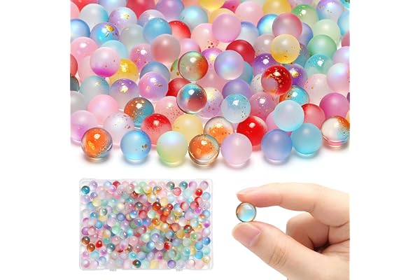 YYAQZD 200 stycken glaskulor färgglada, 12 mm kulor glas färgglada med låda | Färgglada glaspärlor, transparenta muttrar, murmelspel för gör-det-själv-projekt, heminredning