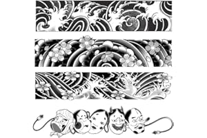 CMUYKIBU 4 hojas de tatuajes temporales de ukiyo-e, brazo removible, antebrazo, cuello, muñeca, muslo, pantorrilla, pegatinas de tatuajes para piernas para hombres y mujeres