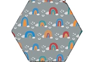 Hoybell Hexagon Playpen Mattress, Compatible with Regalo Play Yard 6 Panel, Self Inflatable Comfortable with Carry Case - Rainbow