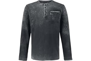 Black Premium by EMP Herren graues Vintage Langarmshirt - Brusttasche mit Patte und Patch