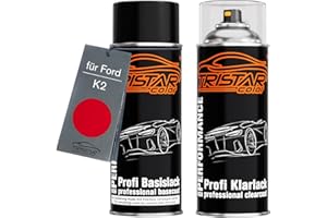 TRISTARcolor Autolack Spraydosen Set für Ford K2 Colorado Red Basislack Klarlack Sprühdose 400ml