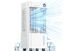 KITMOUS Climatizzatore Portabilità Silenzioso, 3 in 1 Raffrescatore d'Aria Climatizzatore Portatile Ventilatore Umidificatore, Telecomando, Timer 1-24H, 5L Risparmio Energetico per Casa Ufficio Camera