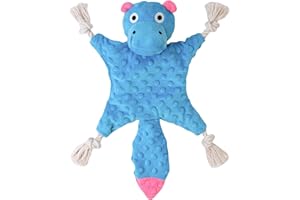 SHARLOVY Ippopotamo giocattolo per cani senza ripieno per masticatori aggressivi, giocattolo per cani cigolante con nodi in corda, giocattoli da masticare per cuccioli di cane per dentizione,