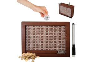 JIAHUADE Hucha De Madera Niño,Hucha De Madera con Cristal,Hucha con Metas De Ahorro,Hucha para Niños con Objetivo De Ahorro,Hucha con Contador (3000)