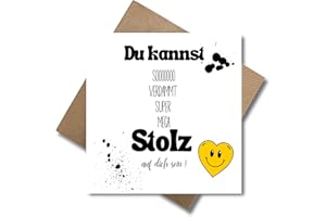 ‎WBDESIGNZ WBdesignz Motivation Karte mit Umschlag - Inspirationskarte “Du kannst stolz auf dich sein” Positive Gedanken Karten Motivation Aufmunterung (125x 125 mm)