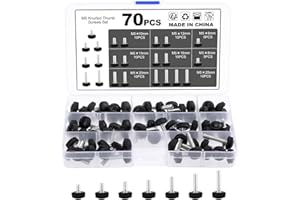 MOENDERGO Set di 70 viti a testa zigrinata M5 filettate in carbonio con manopola di montaggio a vite di montaggio, manopole per maniglia, viti di bloccaggio rotonde, clip per tubi flessibili per tipi di