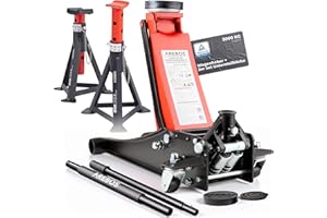 ‎AREBOS Arebos 3T Hydraulischer Rangierwagenheber flach | 2X Unterstellbock | 3 Tonnen Tragkraft | 2 Auflagen | Rangierwagenheber für Werkstatt und Hobby | Wagenheber Jack | Heber Ständer KFZ Auto PKW