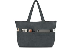 HOMESPON Handtasche Damen Tote Bag Shopper Groß Umhängetasche Cord Crossbody Beuteltasche Schultertasche Stoffbeutel für Einkaufen Schule Arbeit Reisen(Grau)