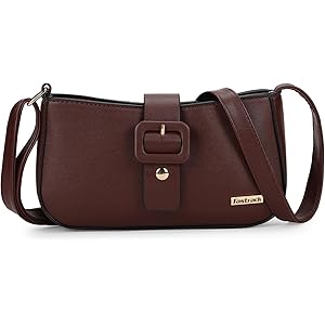 Fastrack Women's Buckle Detail Sling Bag with Flap and Top Zip Closure | Adjustable Sling Belt and Inner Zip Pocket | Stylish