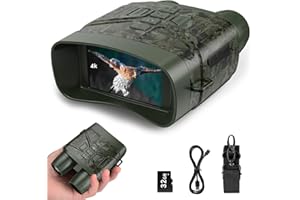 Binoculares Visión Nocturna 4K, Relassy HD 36MP Prismáticos de Infrarrojos Digital Visor Nocturno Rango de 300m con LCD TFT de 3.0", Recargable y Zoom Digital 5X, Adecuado para la Caza, con 32GB