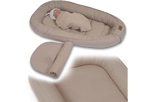 ‎PALULLI PaLulli® Extra Großes Babynest 100x60 cm | Set mit herausnehmbarer Einlage Baumwolle | Beidseitig nutzbares Kuschelnest für Babys | Handgefertigt, Atmungsaktiv & Sicher (Braun)