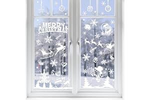 VEYLIN Lot de 104 flocons de neige statiques autocollants en PVC pour fenêtre de Noël