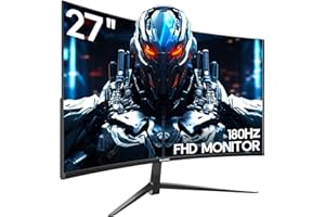 Gawfolk 27 Zoll Curved Gaming Monitor 165Hz/ 180Hz, PC Bildschirm Full HD 1080P, Rahmenloses 1800R Computerbildschirm mit Fre