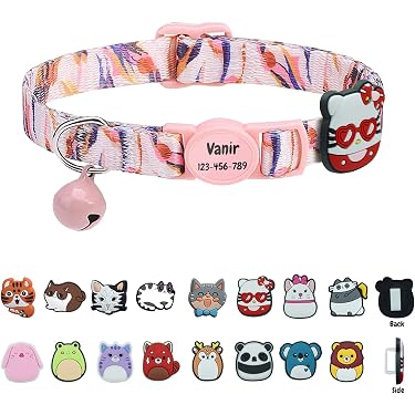Katzenhalsband Aus Baumwolle – 2 Stück, Rosa & Grau, Mit Glöckchen Und Sicherheitsverschluss