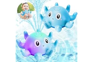 FPVERA Badewannenspielzeug Baby Badespielzeug mit Licht - Oktopus Badespielzeug Pool Kinder Wasserspielzeug Badewanne ab Kinder 1 2 3 Jahr Spray Wasser Spielzeug Geschenke für Baby Kinder Kleinkind