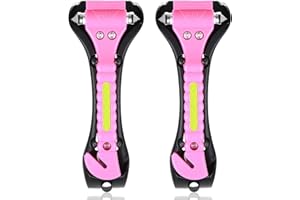 BUT OSWETF 2 Stück Notfallhammer Auto Nothammer Auto, mit Gurtschneider Notfallhammer, Sicherheitshammer, Auto Sicherheits Hammer, Auto fensterbrecher für Pkw Bus LKW Autozubehör (Rosa)