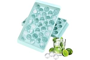 GOLDNICE Ghiaccio Stampo, Forme Ghiaccio, Blu Ghiaccio Stampo Rotonda con Coperchio, 1Pezzo Cubetti Ghiaccio Sfera Cubo, Senza BPA Forma Ghiaccio per Whisky Cocktail, 33pcs Mini Ice Ball Maker