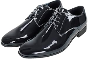 Evoga Chaussures Hommes Class Noir Brillant Vernis Élégant Cérémonie