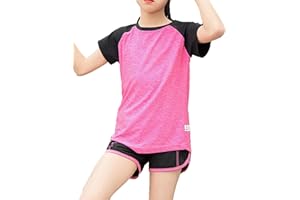 Echinodon Mädchen Sport Set Shirt + Shorts Schnelltrockend Sommer 2tlg Sportanzug für Yoga Jogging Training