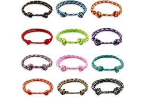 KIKI FANCY Surfer Pulsera Hombres y Mujeres, 12 Piezas Vela Cuerda Pulsera Tejido Trenzado Pulsera Colorida Cuerda Marina Náutica Surf Pulsera Surfer Pulsera Hombres Ajustable Boho Surfer Pulsera