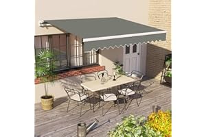 Green Bay 2.5 x 2m Manual Awning Garden Patio Canopy Sun Shade Shelter Retractable Grey