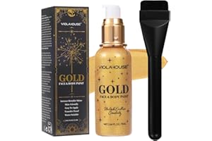 viola house Peinture pour le visage et le corps, peinture dorée et argentée, brillance métallique intense, longue tenue, hautement pigmentée, soluble dans l'eau 2.64Fl.Oz/75 ML (Gold)