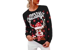 Wayleb Jersey Navideño Hombre y Mujer Suéter de Navideño Pareja Familia Invierno Rojo de Suéter Navidad Regalo de Año