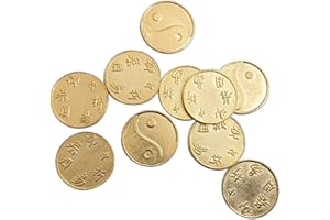 LAZZARO ITALY Monete TAO Yin Yang - Set di 10 Pezzi - Portafortuna e Oracolo I Ching Monete cinesi e antica cina, orientali (Placcate oro)