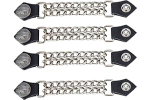 Dream Apparel Faux Leather Motorcycle Vest Extender for Men Biker Double Diamond Cut Chrome Chain 4PCS Per Set