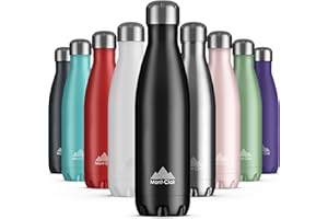 Mont-Clair Botella Agua Acero Inoxidable - Botella Termica sin BPA, 12h de Bebida Caliente y 24h de Bebida Fría, Termo agua con pared Doble Aislamiento, Botella Isotermica 1L - Nera