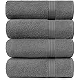 CLEANUP TOWELS, Set of 04 Pcs Value Pack Regular Usage Towels 80x140 cm Approximate, 450 GSM Premium Terry Cotton Highly, Absorbent, Beach Towel Large and Gym Towels, Shower and Home (CHARCOAL)