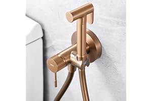 NOLUXA IMEX - Grifo Bidet para WC Empotrado | Ducha para Water con Agua Fria y Caliente | Ducha Higiénica para Inodoro con Rociador Bidet | Grifo Sustituto de Bidet | Serie Line | Color Oro Rosa Cepillado
