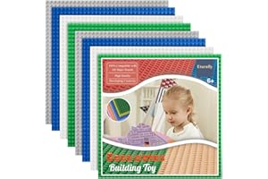 Etarnfly 8 Pack Classic Base Plates,25.5 x 25.5 cm Building Board Baseplates 100% Compatible with All Major Brands,Grey/White/Blue/Green