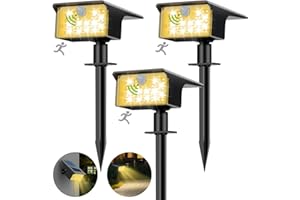 NIPIFY Lot de 3 Lampe Solaire Exterieur Detecteur de Mouvement, 62 LED Spot Solaire Exterieur 3 Modes Eclairage Exterieur Solaire, Etanche IP65 Lumiere Solaire Exterieur pour Jardin Allée Chemin Blanc Chaud