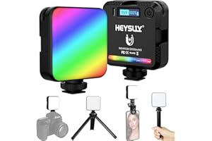 Heysliy RGB Video Light,Camera Light 360° Full-Color,Selfie Photography Lights with Mini Tripod,2000mAh Rechargeable Portable Light,2500-9000K Dimmable Led Panel Light
