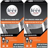 Veet Men &Ouml;zel B&ouml;lgeler İ&ccedil;in T&uuml;y D&ouml;k&uuml;c&uuml; Krem Seti (2 x 100 & 50 ml)