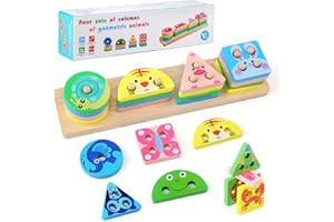 Ballery Montessori zabawka od 1, 2, 3 lata, drewniana zabawka do sortowania i układania w stos, Montessori Early Educational Block Puzzle dla chłopców i dziewczynek od lat
