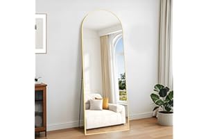 KOCUUY Gold Arched Full Length Mirror, 179 x 65 cm Floor Wall Mirror, Standing or Leaning Full Body Mirrors with Aluminum Alloy Frame, Suitable for Bedrooms, Hallway