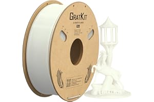 Filamento de impresora 3D GratKit PLA 1KG, Filamento PLA 1.75mm, Filamento de impresión 3D (Blanco)