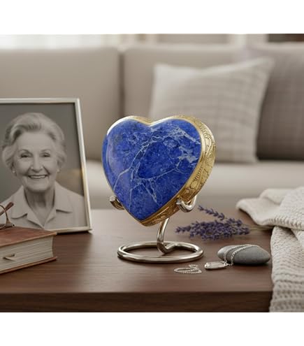 Peltro Foglia Fascia Cuore Ricordo Urna - Piccolo Ottone Memorial per
